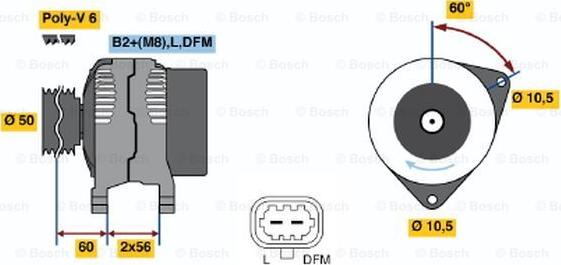 BOSCH 0 124 515 032 - Генератор autospares.lv