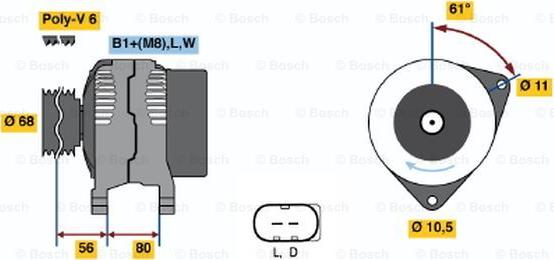 BOSCH 0 124 510 001 - Генератор autospares.lv