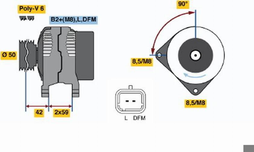 BOSCH 0 124 525 043 - Генератор autospares.lv