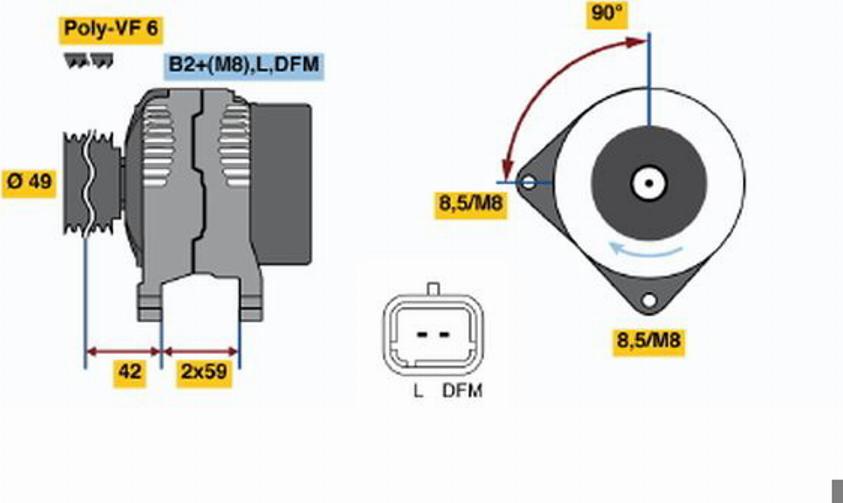 BOSCH 0 124 525 047 - Генератор autospares.lv