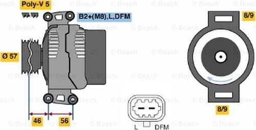 BOSCH 0 124 525 086 - Генератор autospares.lv