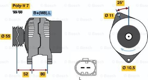 BOSCH 0 124 525 130 - Генератор autospares.lv