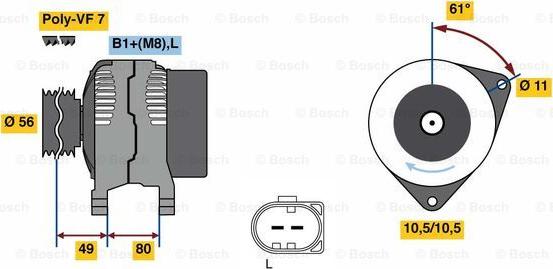 BOSCH 0 124 525 216 - Генератор autospares.lv