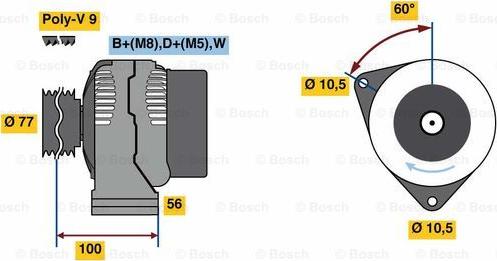 BOSCH 0 124 615 057 - Генератор autospares.lv