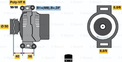 BOSCH 0 124 615 032 - Генератор autospares.lv