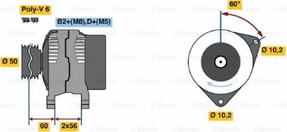 BOSCH 0 124 525 030 - Генератор autospares.lv