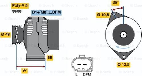 BOSCH 0 124 225 010 - Генератор autospares.lv