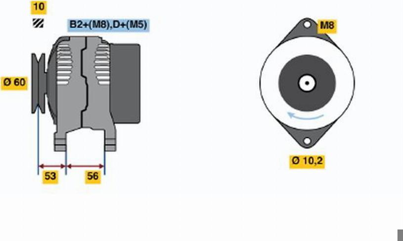 BOSCH 0 124 225 025 - Генератор autospares.lv