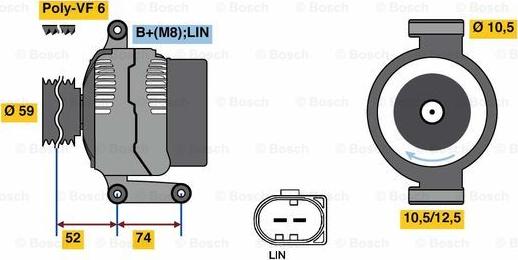 BOSCH 0 125 711 058 - Генератор autospares.lv