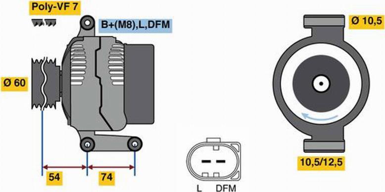 BOSCH 0 125 711 018 - Генератор autospares.lv