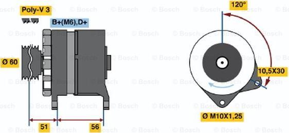 BOSCH 0 120 488 274 - Генератор autospares.lv