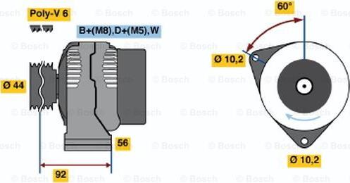 BOSCH 0 123 540 002 - Генератор autospares.lv