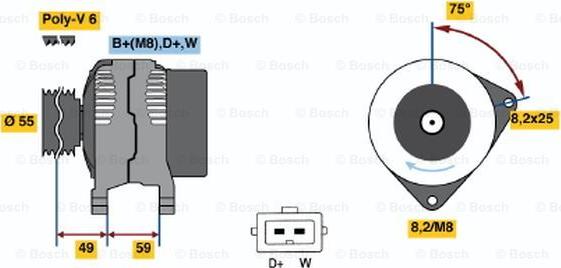 BOSCH 0 123 320 002 - Генератор autospares.lv