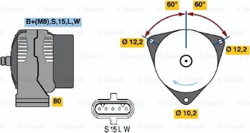 BOSCH 0 123 525 504 - Генератор autospares.lv