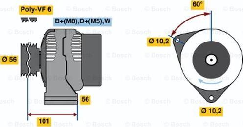 BOSCH 0 123 320 041 - Генератор autospares.lv