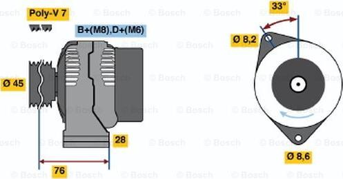 BOSCH 0 123 214 002 - Генератор autospares.lv