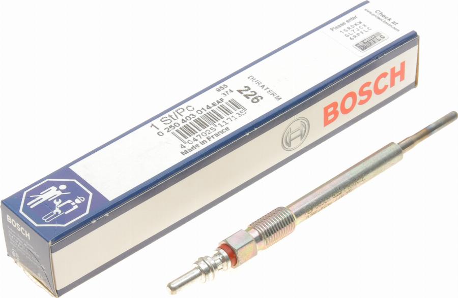 BOSCH 0 250 403 014 - Свеча накаливания autospares.lv