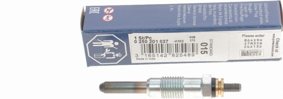 BOSCH 0 250 201 027 - Свеча накаливания autospares.lv