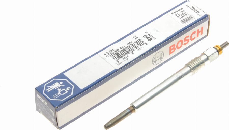 BOSCH 0 250 202 040 - Свеча накаливания autospares.lv