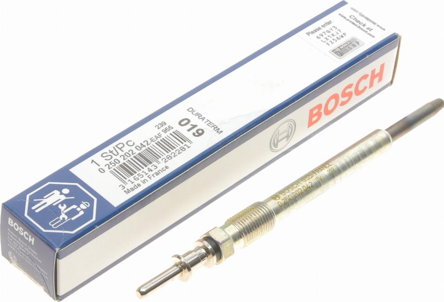 BOSCH 0 250 202 042 - Свеча накаливания autospares.lv