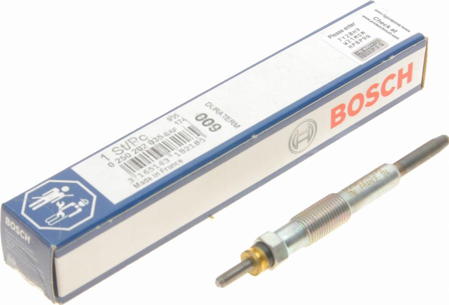 BOSCH 0 250 202 035 - Свеча накаливания autospares.lv