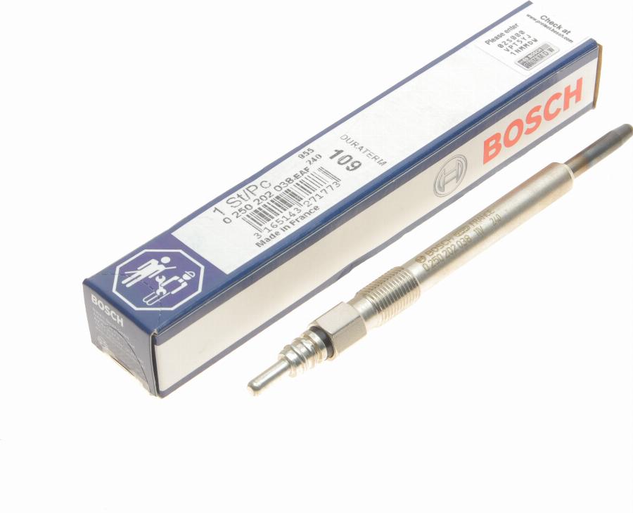 BOSCH 0 250 202 038 - Свеча накаливания autospares.lv