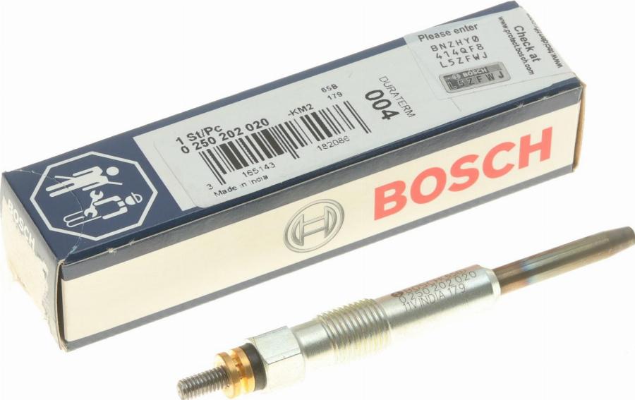 BOSCH 0 250 202 020 - Свеча накаливания autospares.lv