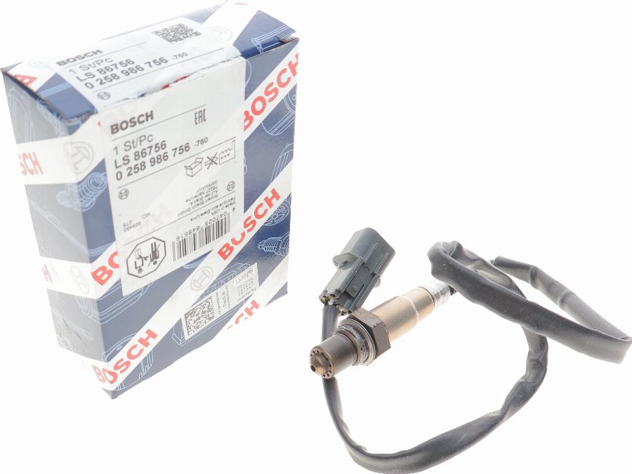 BOSCH 0 258 986 756 - Лямбда-зонд, датчик кислорода autospares.lv