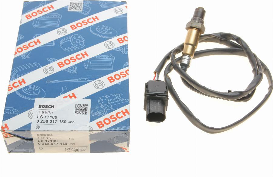 BOSCH 0 258 017 180 - Лямбда-зонд, датчик кислорода autospares.lv