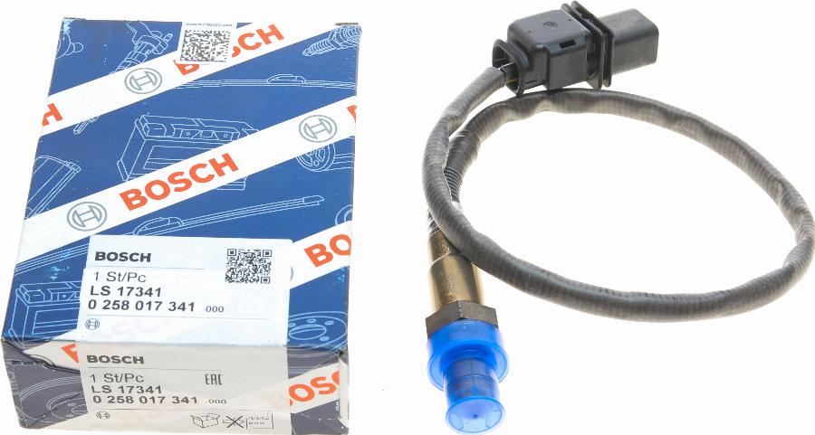 BOSCH 0 258 017 341 - Лямбда-зонд, датчик кислорода autospares.lv