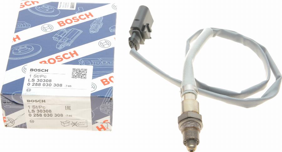 BOSCH 0 258 030 308 - Лямбда-зонд, датчик кислорода autospares.lv