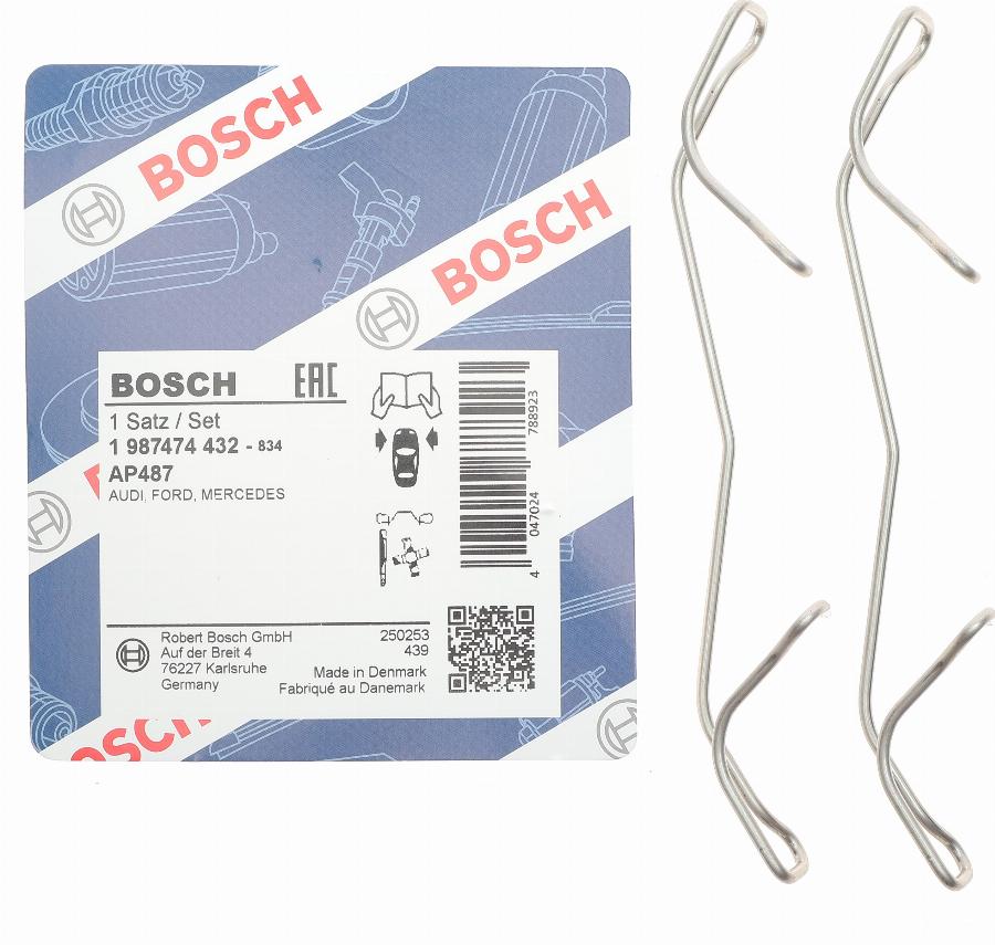 BOSCH 1 987 474 432 - Комплектующие для колодок дискового тормоза autospares.lv