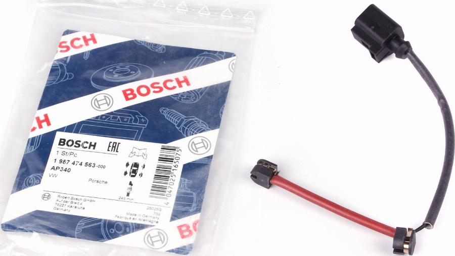 BOSCH 1 987 474 563 - Сигнализатор, износ тормозных колодок autospares.lv