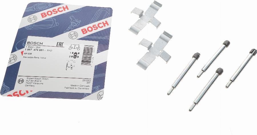 BOSCH 1 987 474 051 - Комплектующие для колодок дискового тормоза autospares.lv