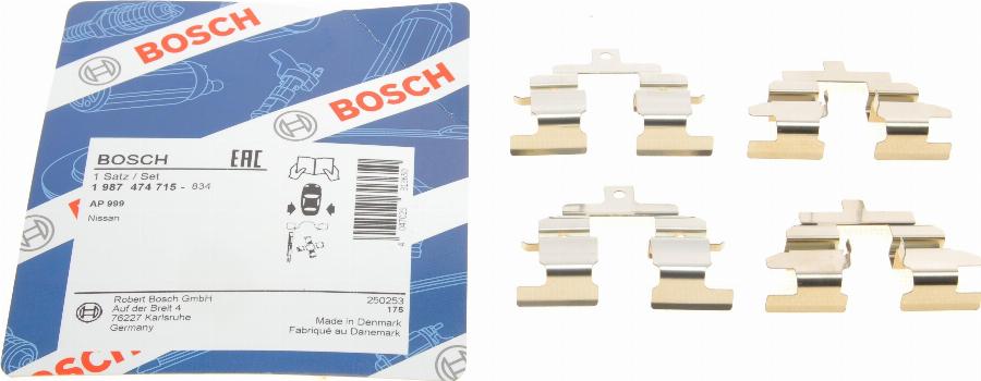 BOSCH 1 987 474 715 - Комплектующие для колодок дискового тормоза autospares.lv