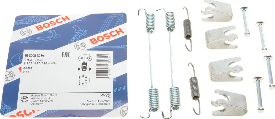 BOSCH 1 987 475 316 - Комплектующие, барабанный тормозной механизм autospares.lv