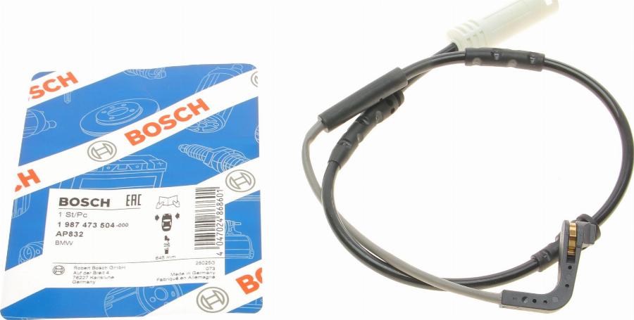 BOSCH 1 987 473 504 - Сигнализатор, износ тормозных колодок autospares.lv