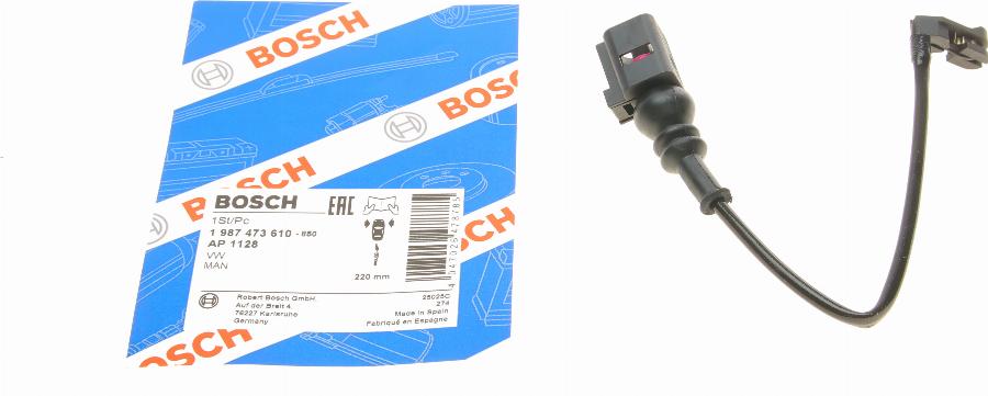 BOSCH 1 987 473 610 - Сигнализатор, износ тормозных колодок autospares.lv