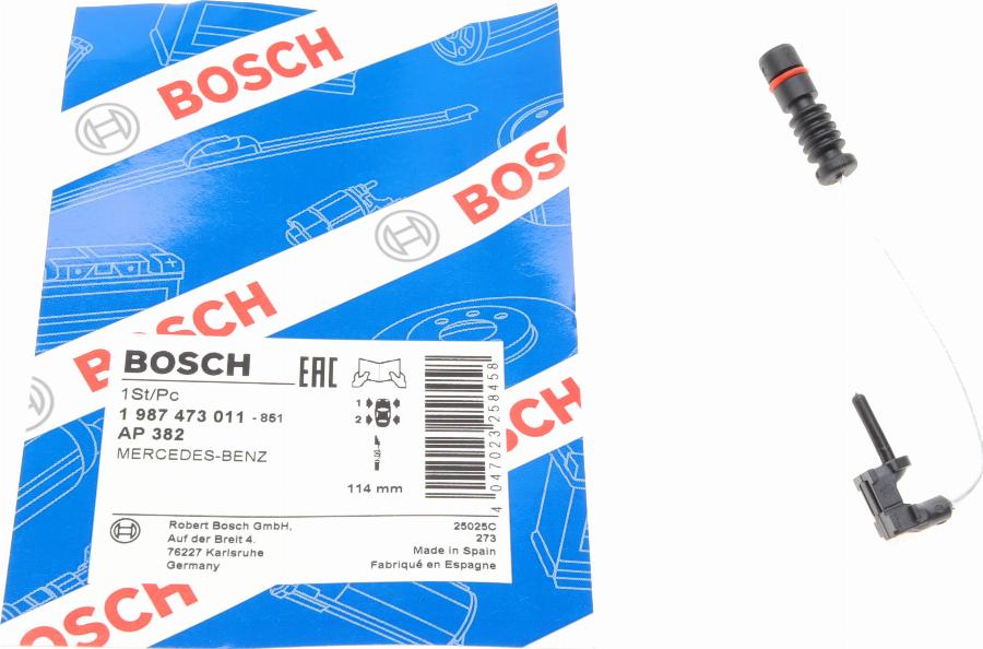 BOSCH 1 987 473 011 - Сигнализатор, износ тормозных колодок autospares.lv