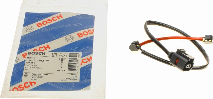 BOSCH 1 987 473 012 - Сигнализатор, износ тормозных колодок autospares.lv