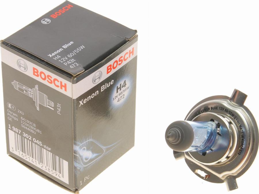 BOSCH 1 987 302 045 - Лампа накаливания, фара дальнего света autospares.lv