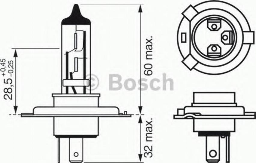 BOSCH 1987302043 - Лампа накаливания, фара дальнего света autospares.lv