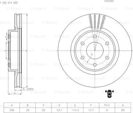 BOSCH F 005 X14 066 - Тормозной диск autospares.lv