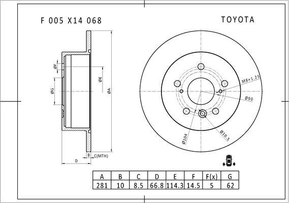 BOSCH F 005 X14 068 - Тормозной диск autospares.lv