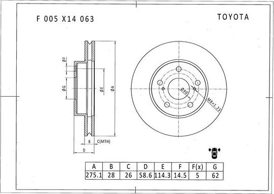 BOSCH F 005 X14 063 - Тормозной диск autospares.lv