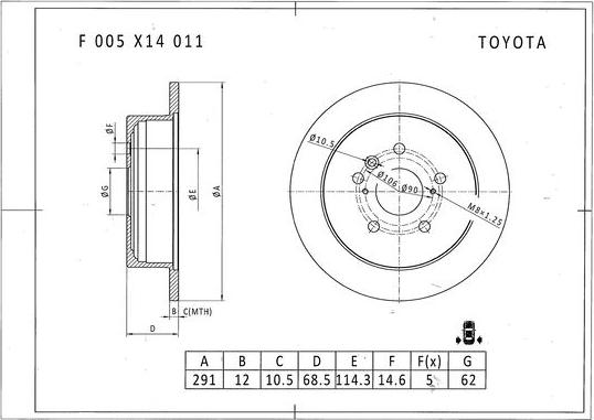 BOSCH F 005 X14 011 - Тормозной диск autospares.lv