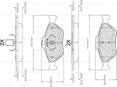 BOSCH F 03A 150 018 - Тормозные колодки, дисковые, комплект autospares.lv