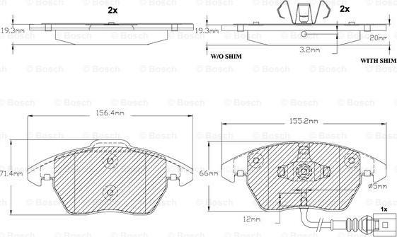 BOSCH F 03B 150 155 - Тормозные колодки, дисковые, комплект autospares.lv