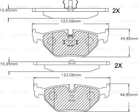 BOSCH F 03B 150 266 - Тормозные колодки, дисковые, комплект autospares.lv