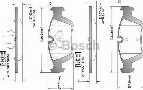 BOSCH F 03B 150 287 - Тормозные колодки, дисковые, комплект autospares.lv